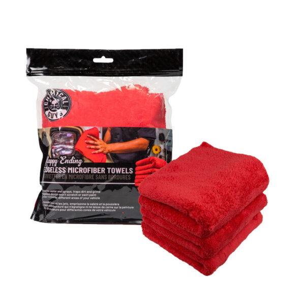 Chemical Guys Happy Ending Edgeless Red Towel 3 Pack 16x16"